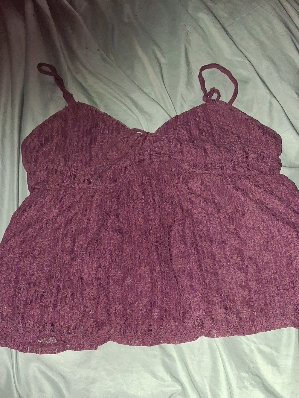 No Boundaries Plum Lace-Texture Spaghetti Strap Cami